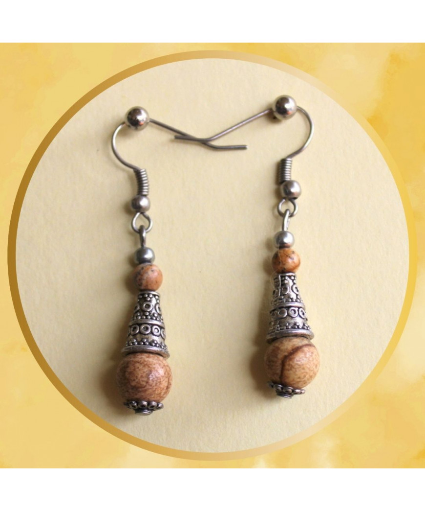 Boucles d'oreilles en Jaspe Paysage