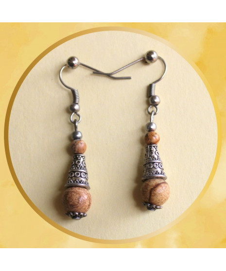 Boucles d'oreilles en Jaspe Paysage