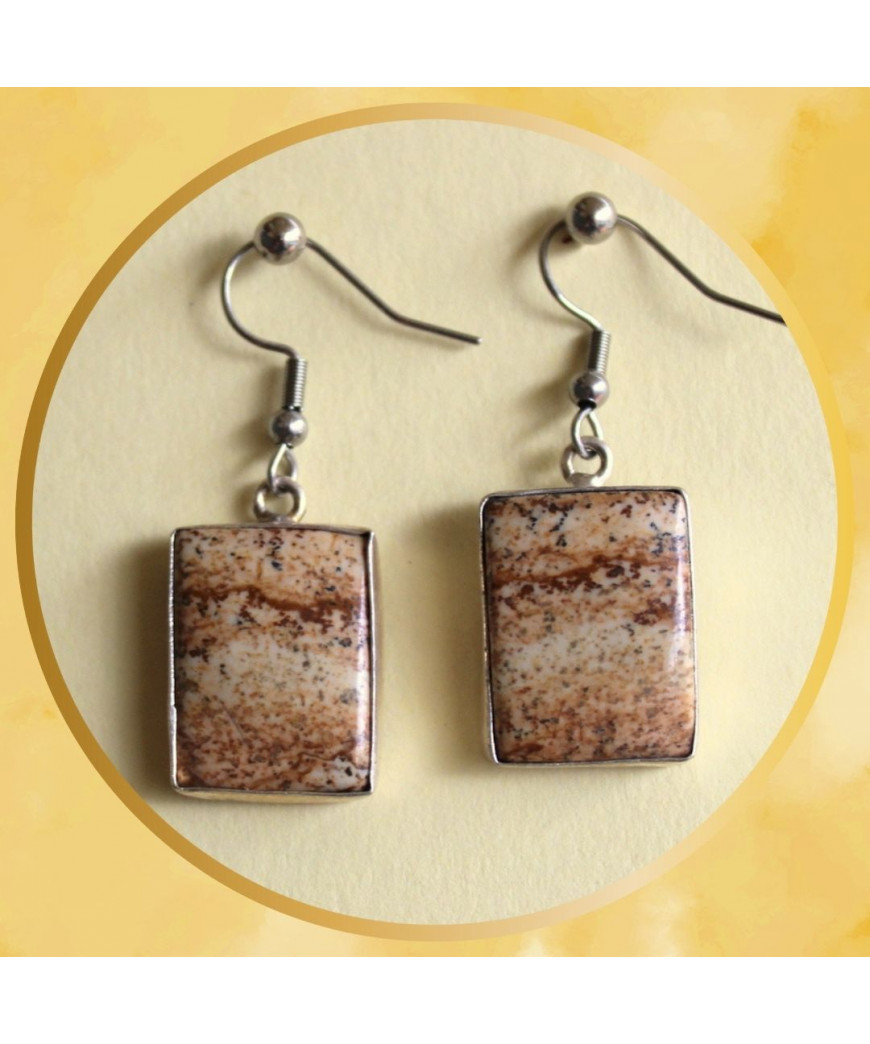Boucles d'oreilles en Jaspe Paysage