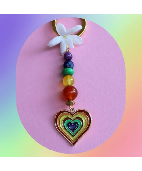 Porte-clefs Cœur Arc en ciel