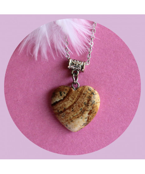 Pendentif Cœur en Jaspe paysage