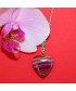 Pendentif Cœur en Agate striée orange et violet