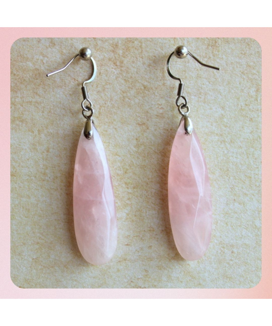 Boucles d'oreilles en Quartz rose
