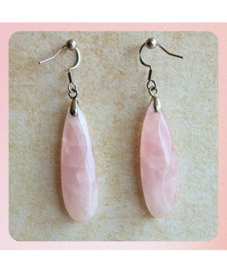 Boucles d'oreilles en Quartz rose