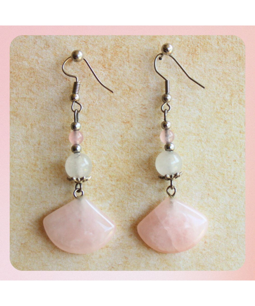 Boucles d'oreilles en Quartz rose