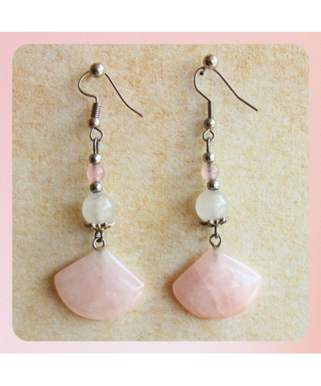 Boucles d'oreilles en Quartz rose