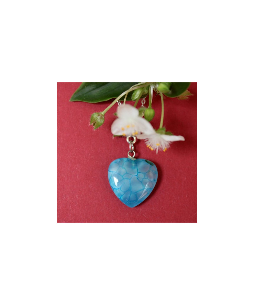 Pendentif Cœur en Agate bleue