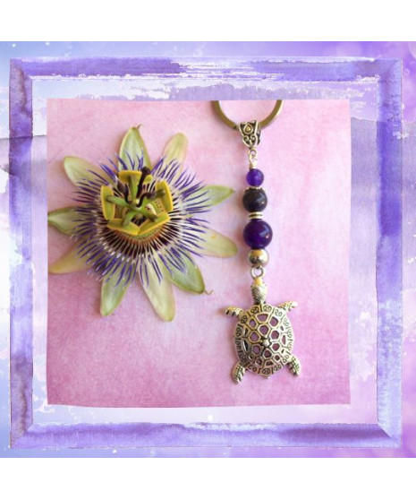 Porte-clefs Tortue en Améthyste