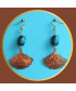 Boucles d'oreilles Gingko en Jaspe sédiments d'océan bleu