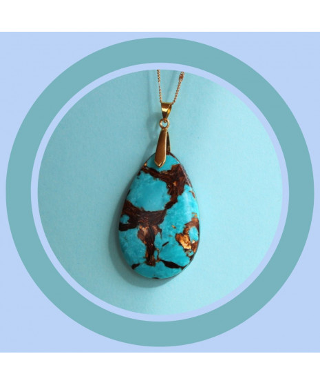 Pendentif en Bornite et Turquoise