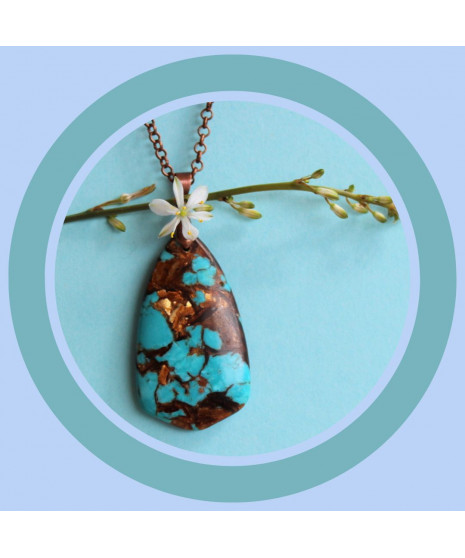 Pendentif en Bornite et Turquoise