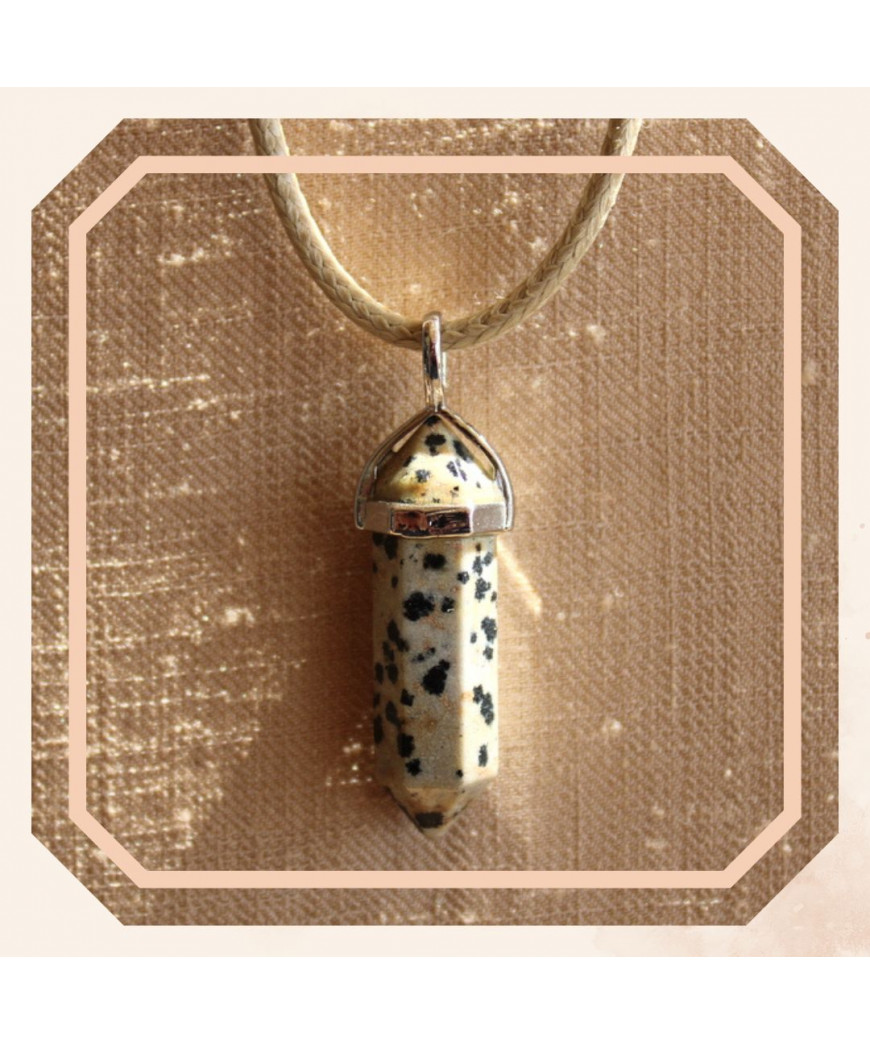Pendentif hexagonal en Jaspe dalmatien