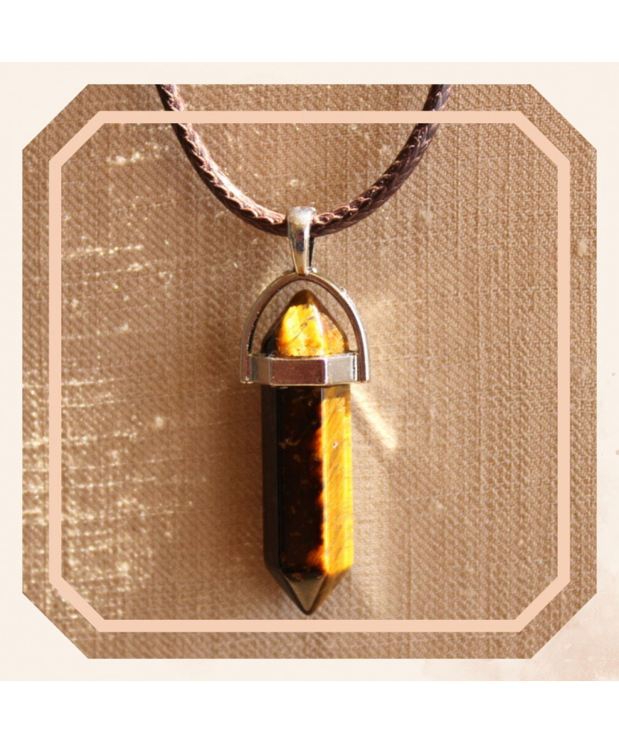 Pendentif hexagonal en Œil de tigre