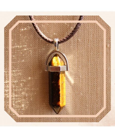 Pendentif hexagonal en Œil de tigre