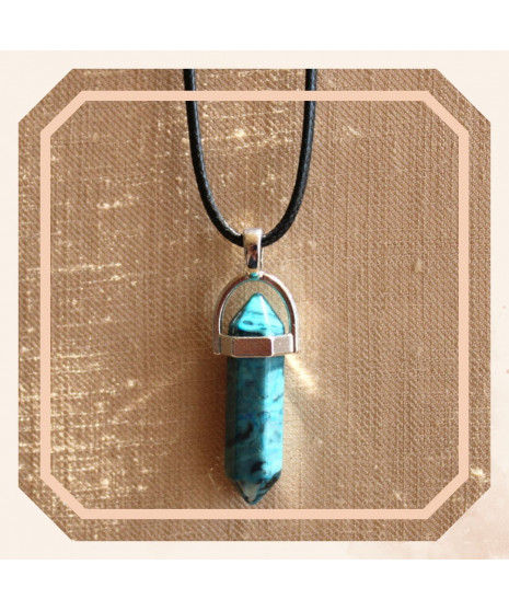 Pendentif hexagonal en Agate crazy bleue