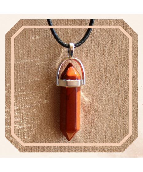 Pendentif hexagonal en Jaspe rouge