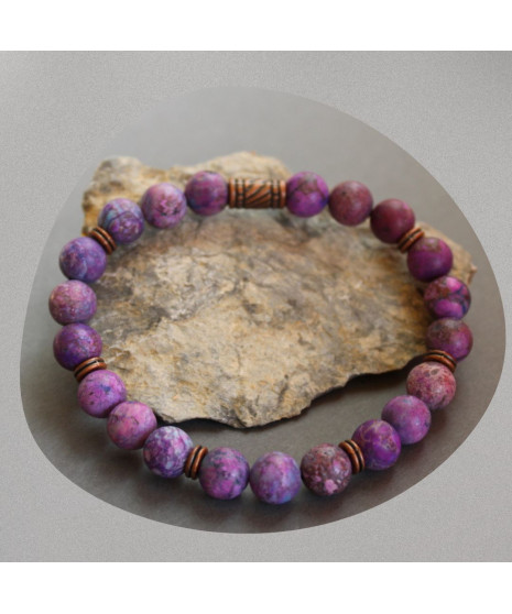 Bracelet en Jaspe violet mat