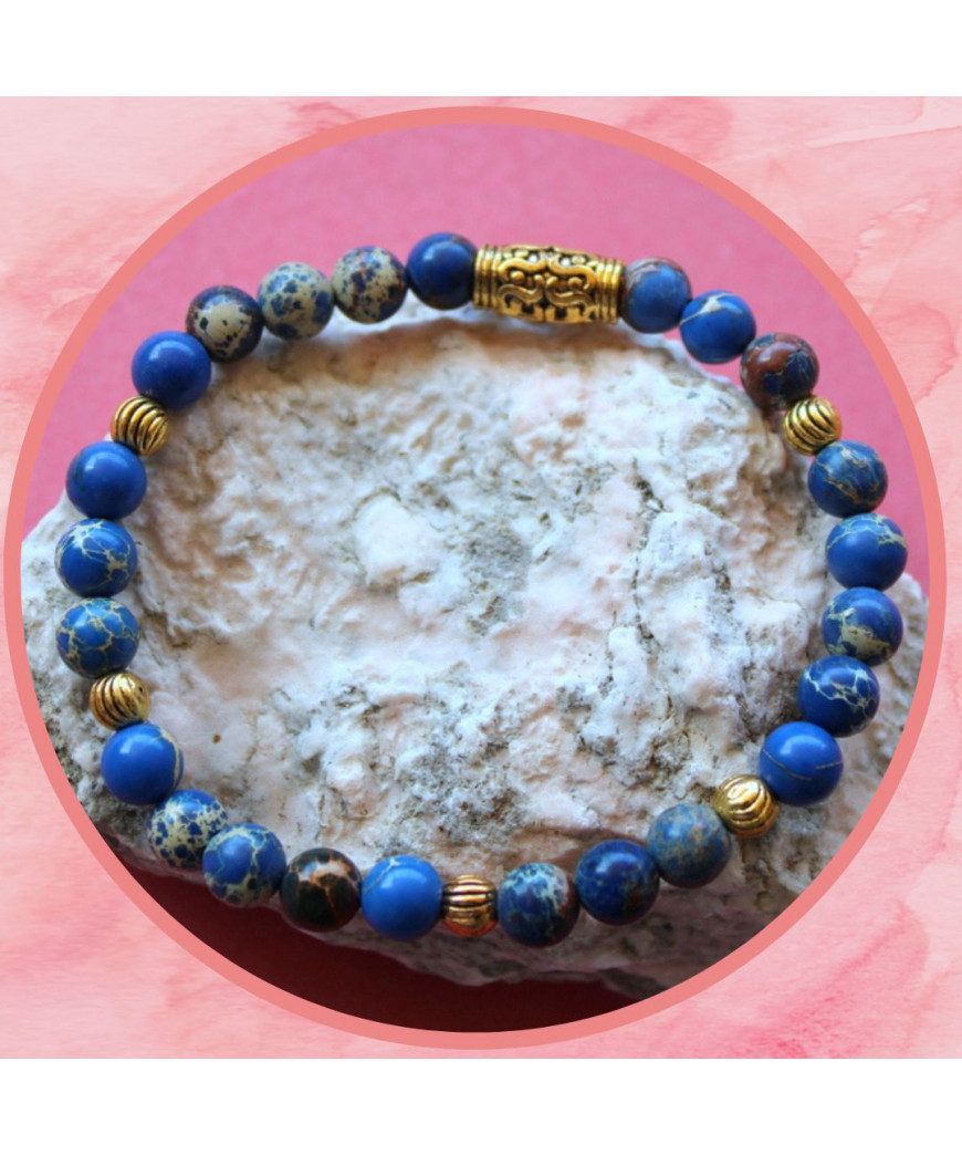 Bracelet en Jaspe Sédiments d'Océan bleu
