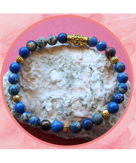 Bracelet en Jaspe Sédiments d'Océan bleu