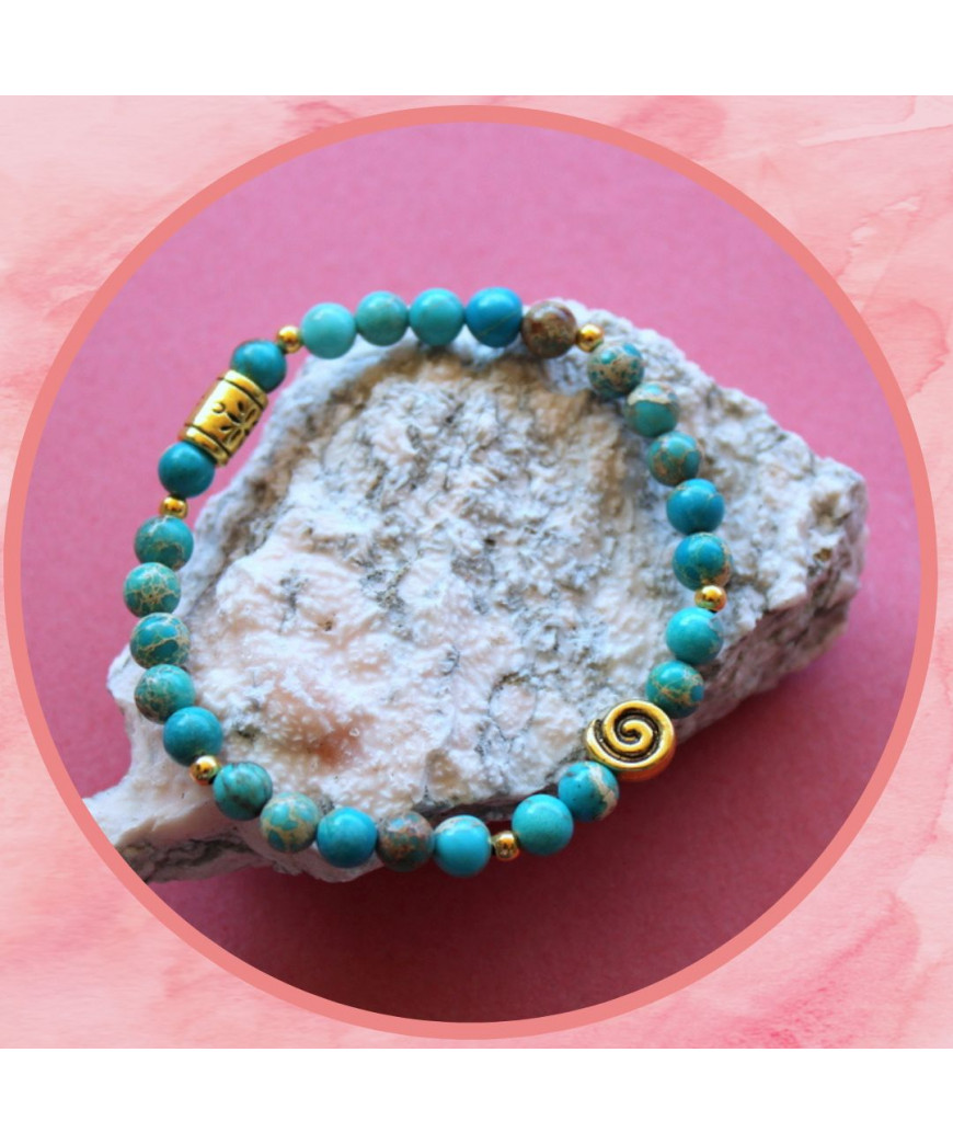 Bracelet Spirale en Jaspe Sédiments d'Océan bleu
