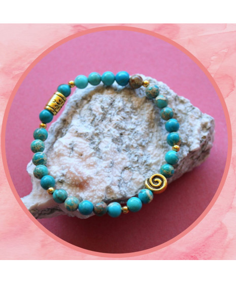 Bracelet Spirale en Jaspe Sédiments d'Océan bleu