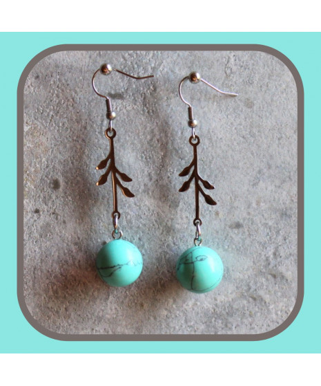 Boucles d'oreilles pendantes boucles en Turquoise