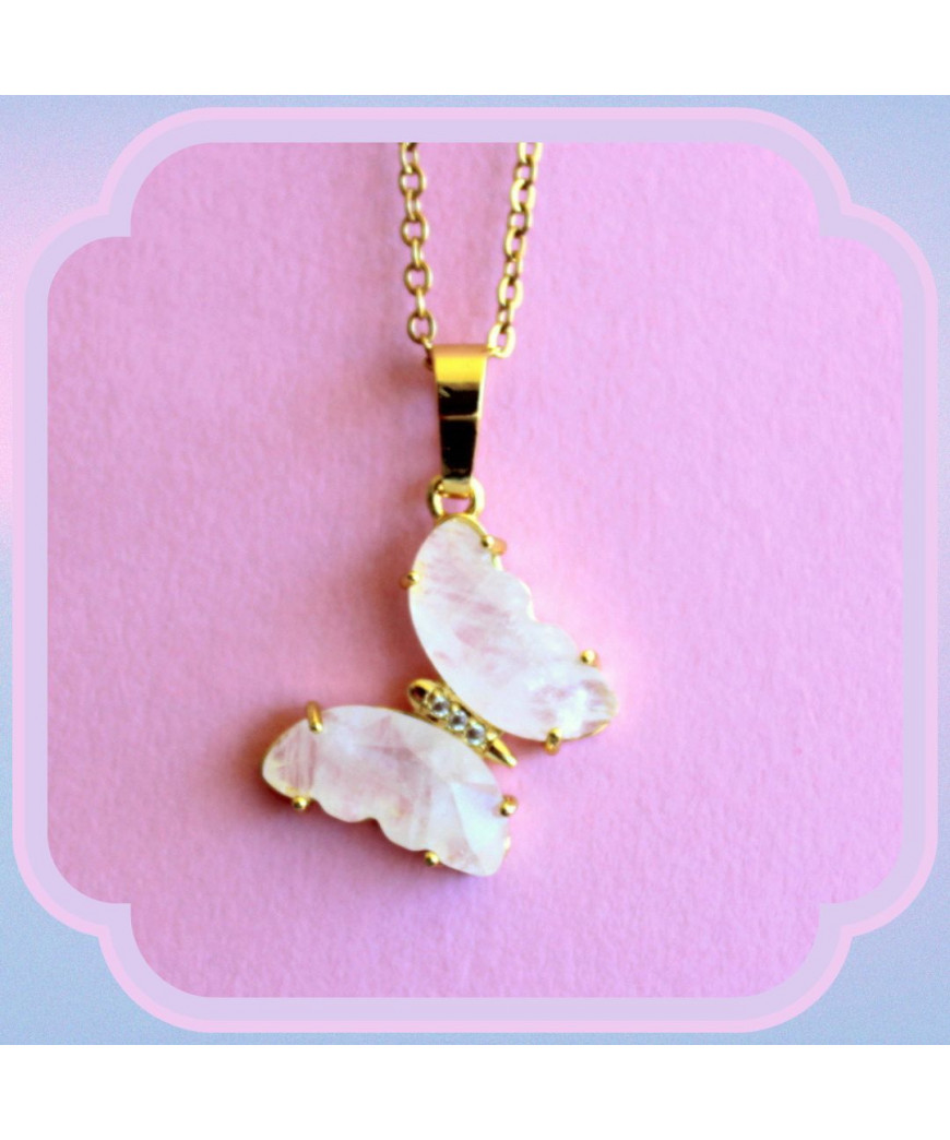 Pendentif Papillon en Cristal de roche