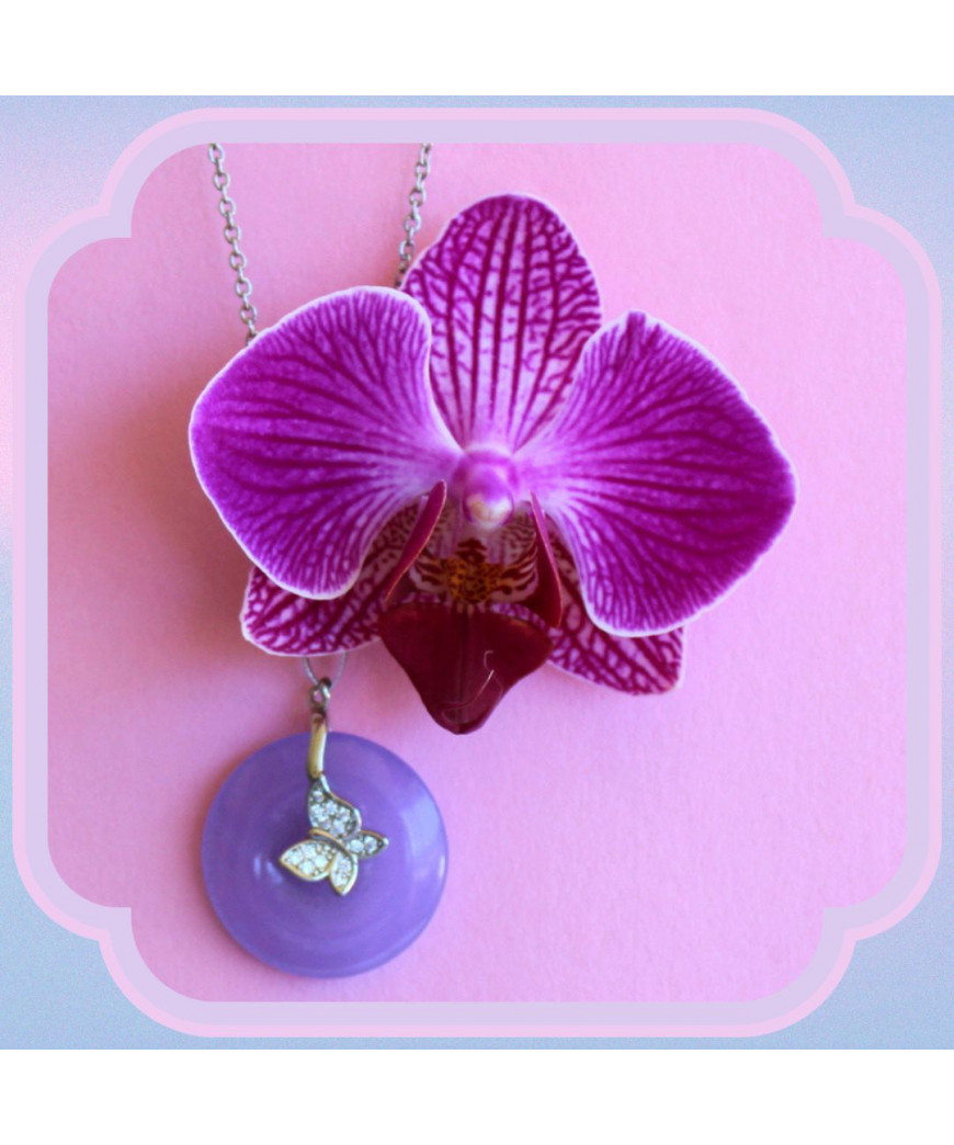 Pendentif Papillon en Jade violet