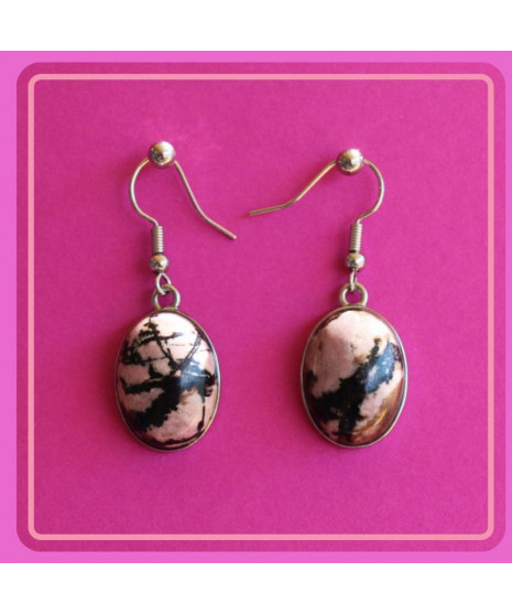 Boucles d'oreilles en Rhodonite