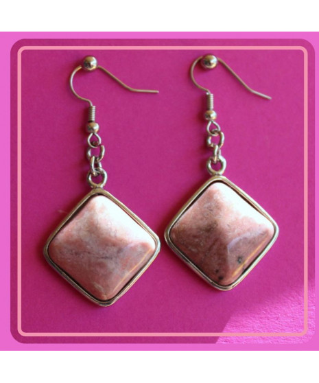 Boucles d'oreilles en Rhodonite