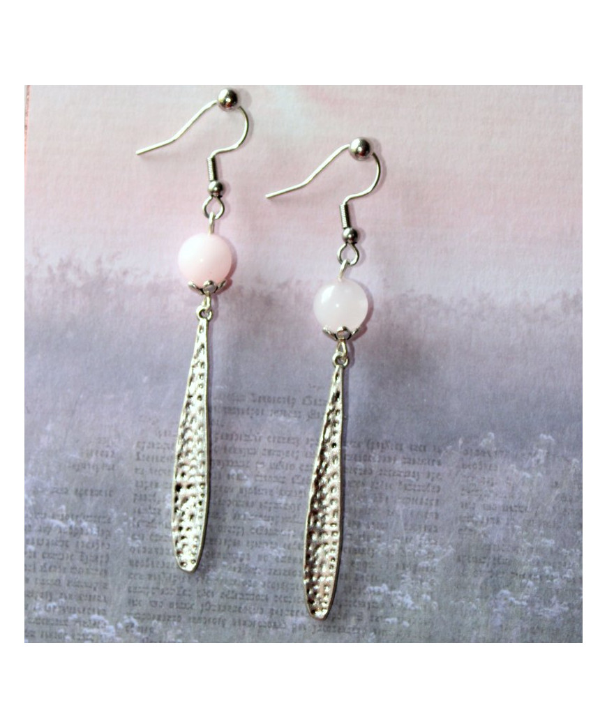 Boucles d'Oreilles en Quartz rose
