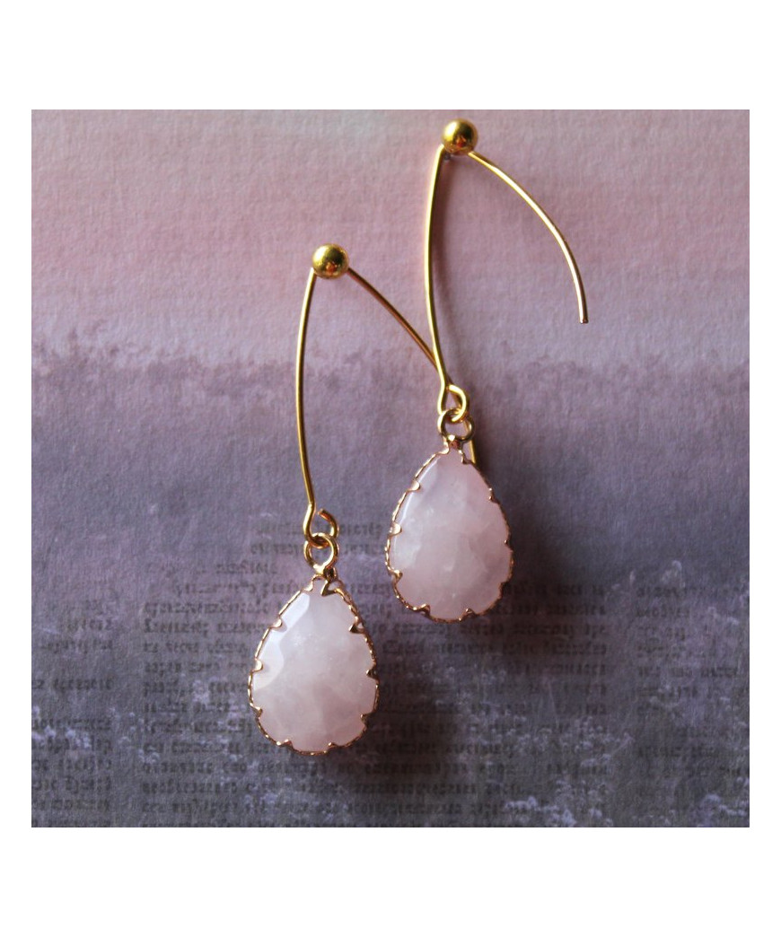 Boucles d'Oreilles en Quartz rose
