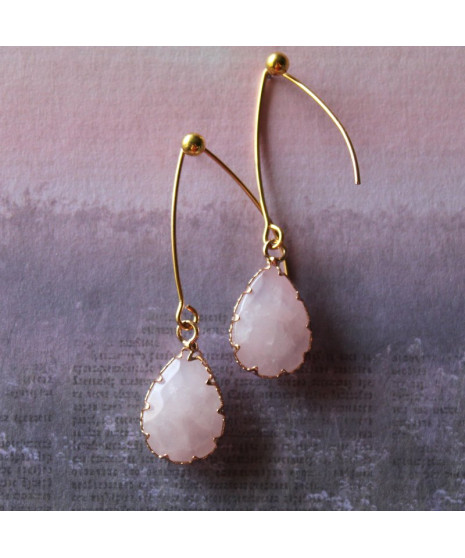 Boucles d'Oreilles en Quartz rose