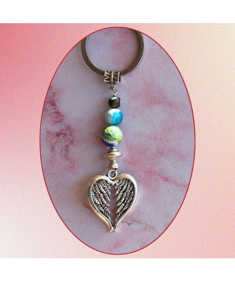 Porte-clefs Cœur en Agate feu