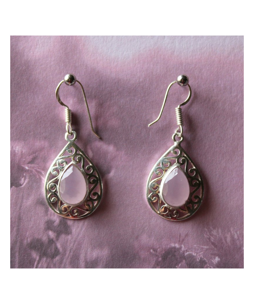 Boucles d'Oreilles en Quartz rose