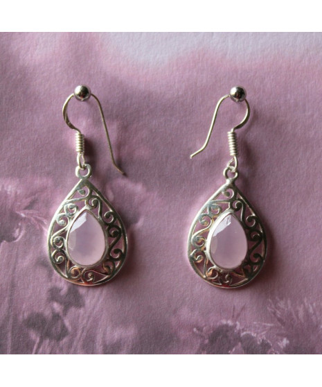 Boucles d'Oreilles en Quartz rose