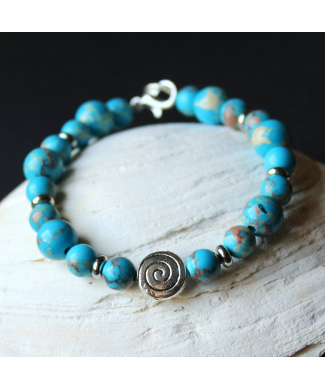 Bracelet en Jaspe Sédiments d'Océan bleu