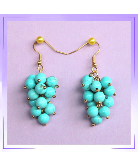 Boucles d'oreilles  Grappes en Turquoise