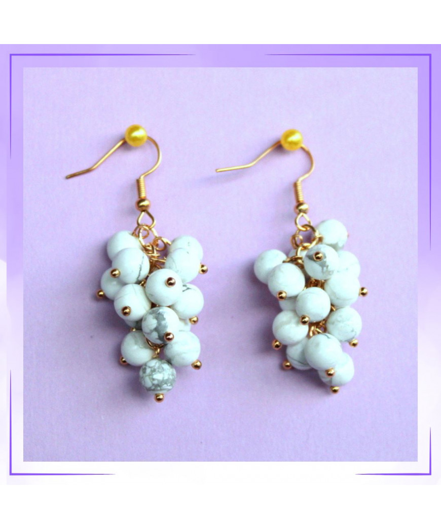 Boucles d'oreilles  Grappes en Howlite