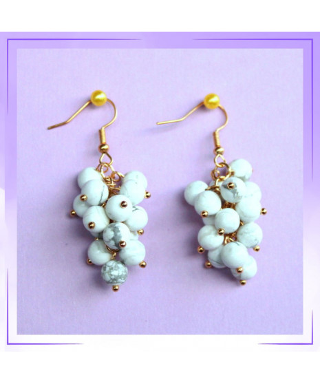 Boucles d'oreilles  Grappes en Howlite