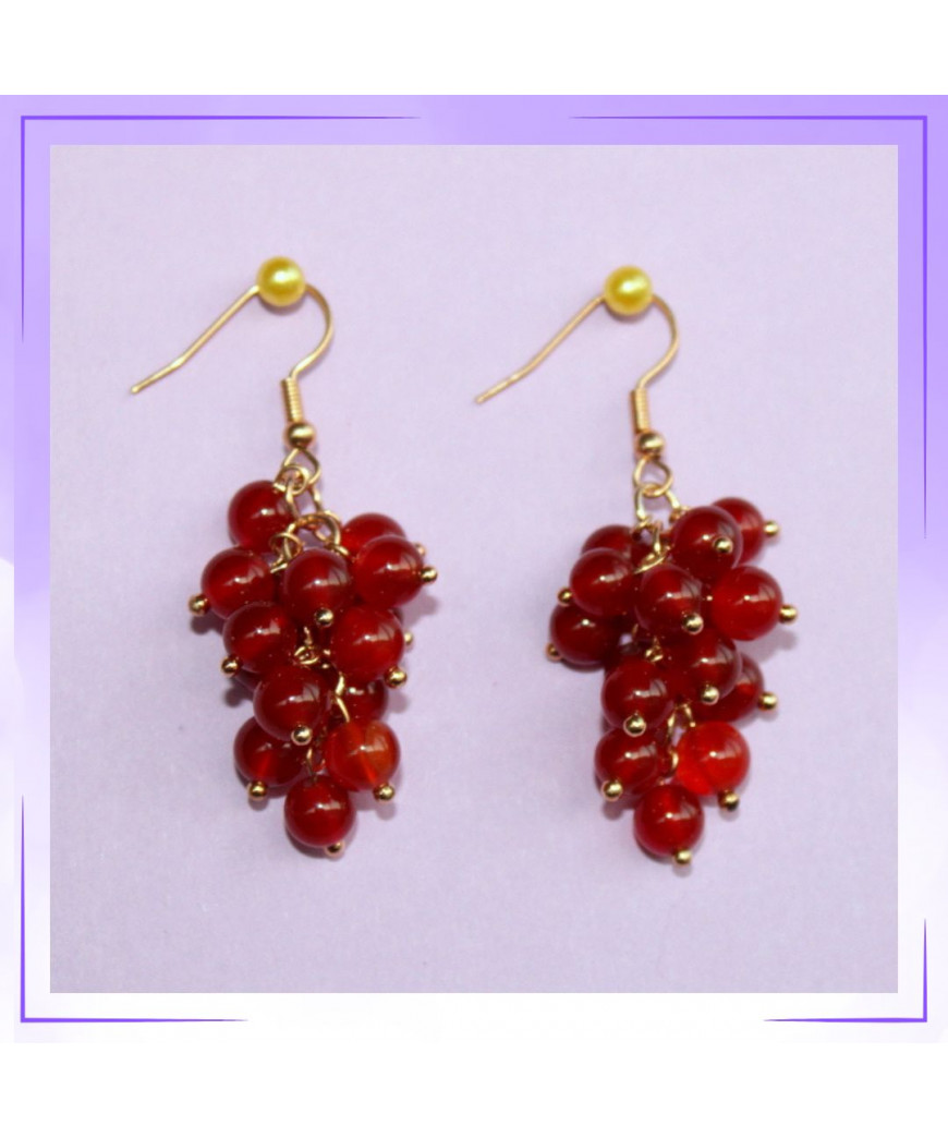 Boucles d'oreilles  Grappes en Cornaline