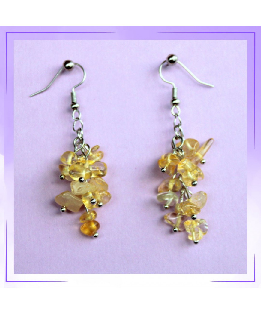 Boucles d'oreilles  Grappes en Citrine