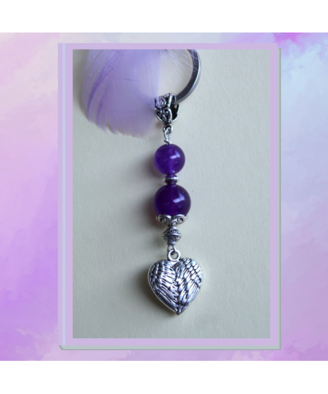 Porte-clefs Ailes d'Ange en Améthyste