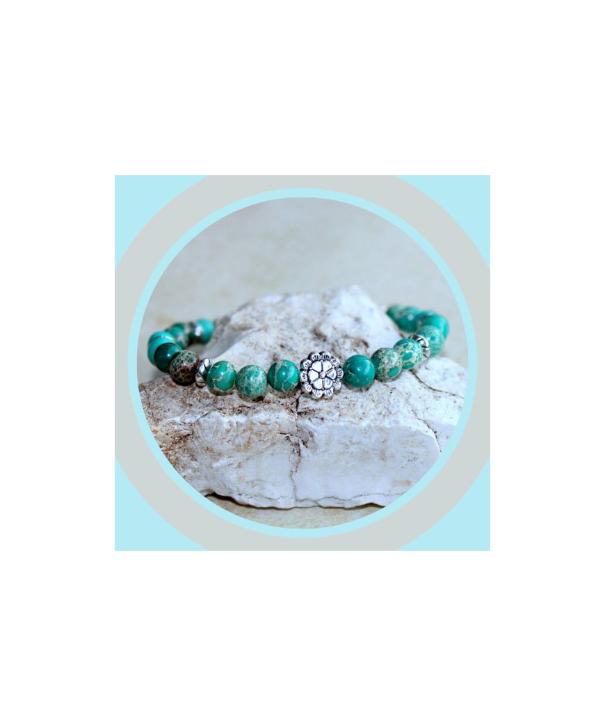 Bracelet Fleur en Jaspe Sédiments d'Océan vert