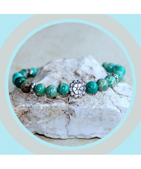 Bracelet Fleur en Jaspe Sédiments d'Océan vert