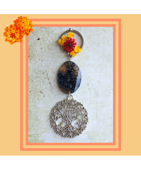 Porte-clefs Arbre de vie en Agate