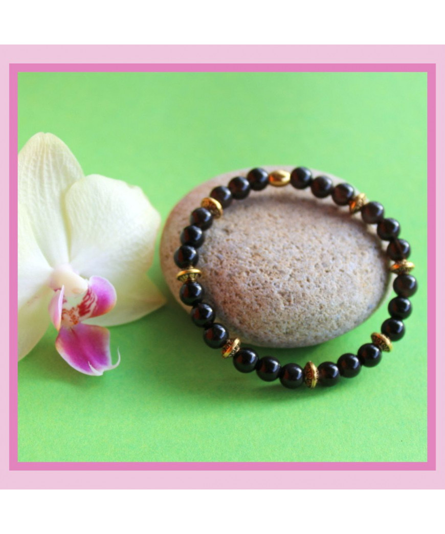 Bracelet en Obsidienne noire