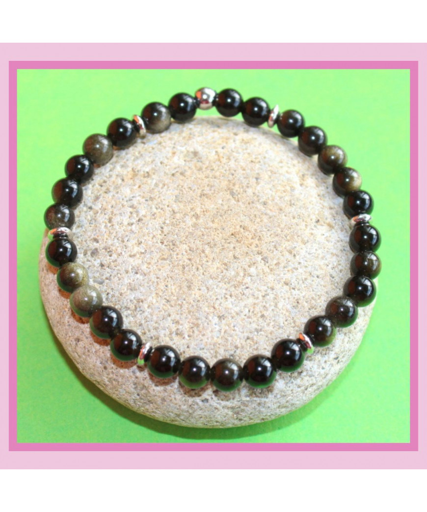 Bracelet en Obsidienne noire