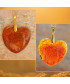 Pendentif Coeur en Agate orange veines de dragon