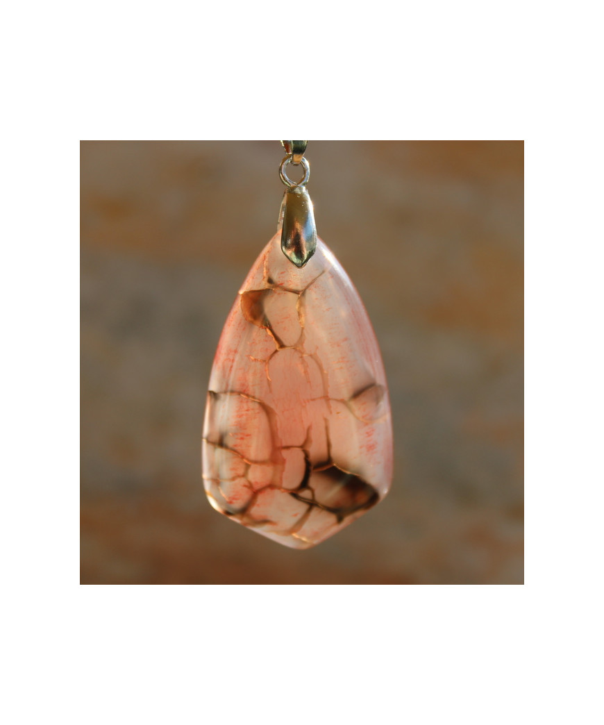 Pendentif en Agate orange veines de dragon
